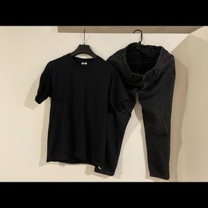 Uniqlo U black Tee + Jeans size M